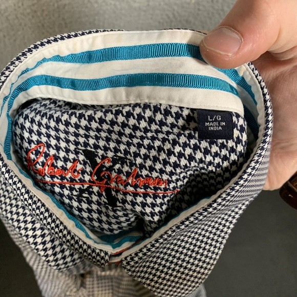 Robert Graham Dress Shirt Men's Large Long Sleeve Button Up Black White - Picture 8 of 9